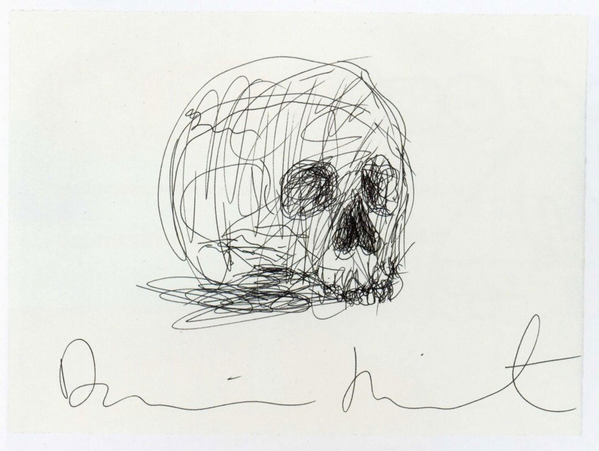 Skull black&white, Print after Damien Hirst, color proof, signed on Arches paper in the plate, publisher's stamp numbered on 150, framed with publisher's certificate, 28x38cm