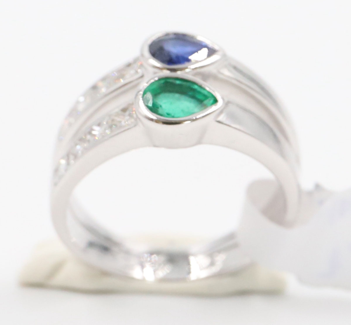 Sapphire and Emerald Twin Ring 