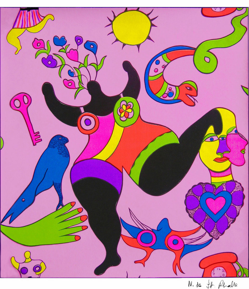 Pink Nana (1972), Print, after Niki de Saint Phalle, Color print signed on Arches paper in the plate, and publisher's stamp numbered on 150, framed with publisher's certificate, Dimensions 28x38 cm