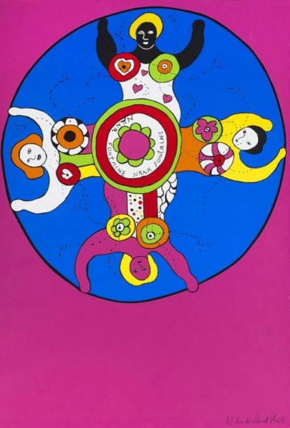 Nana Fontaine Rose, Print, after Niki de Saint Phalle, Color print signed on Arches paper in the plate, and publisher's stamp numbered on 150, framed with publisher's certificate, Dimensions 28x38 cm