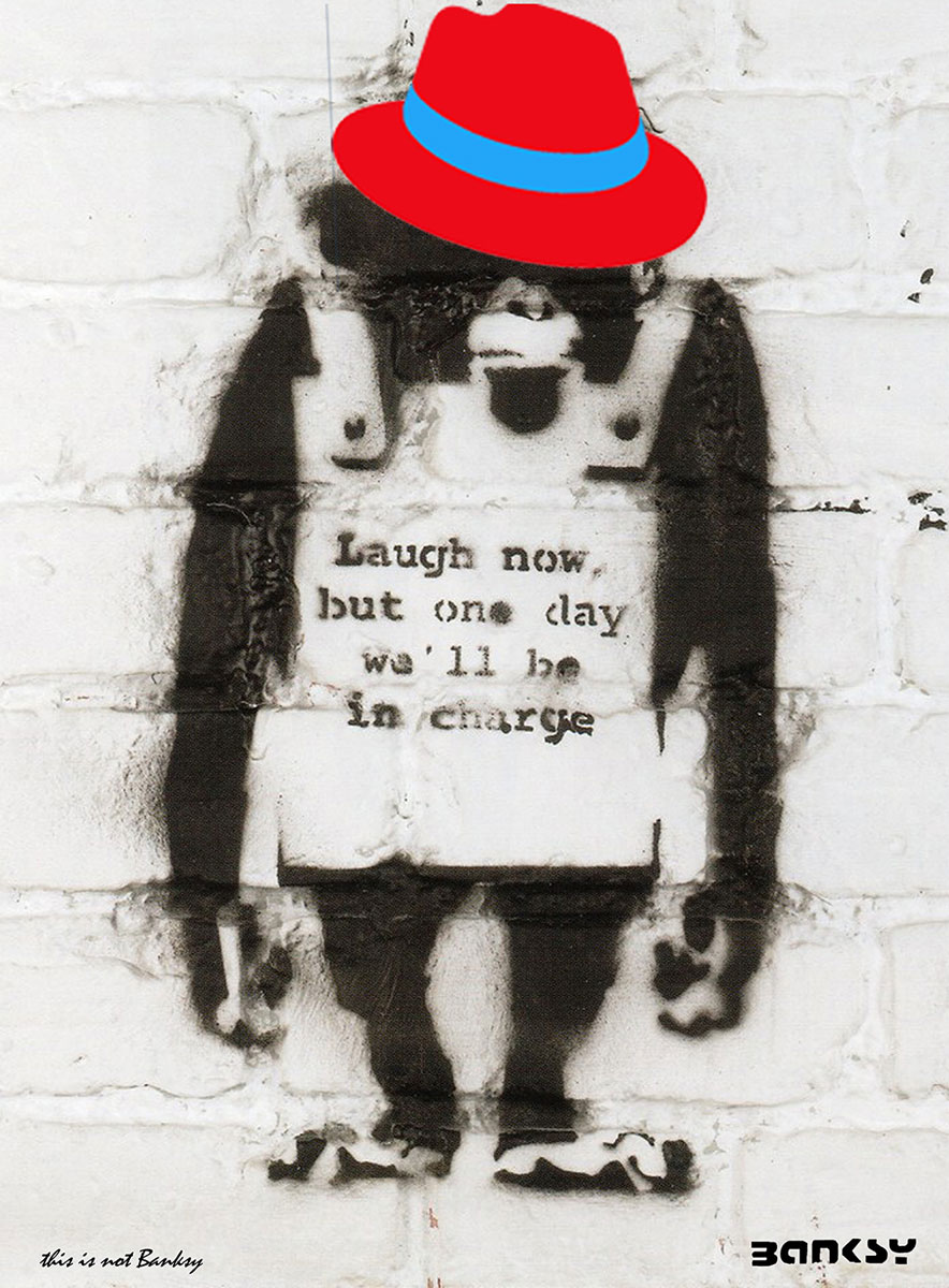 Monkey Hat, Banksy / This is not Banksy, imprimé sur papier Beaux Arts, Taille 28 x38, édité en 6 exemplaires