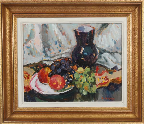 Huile sur toile, nature morte aux fruits