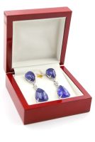 Paire de boucles d’oreilles - Tanzanite cabochon