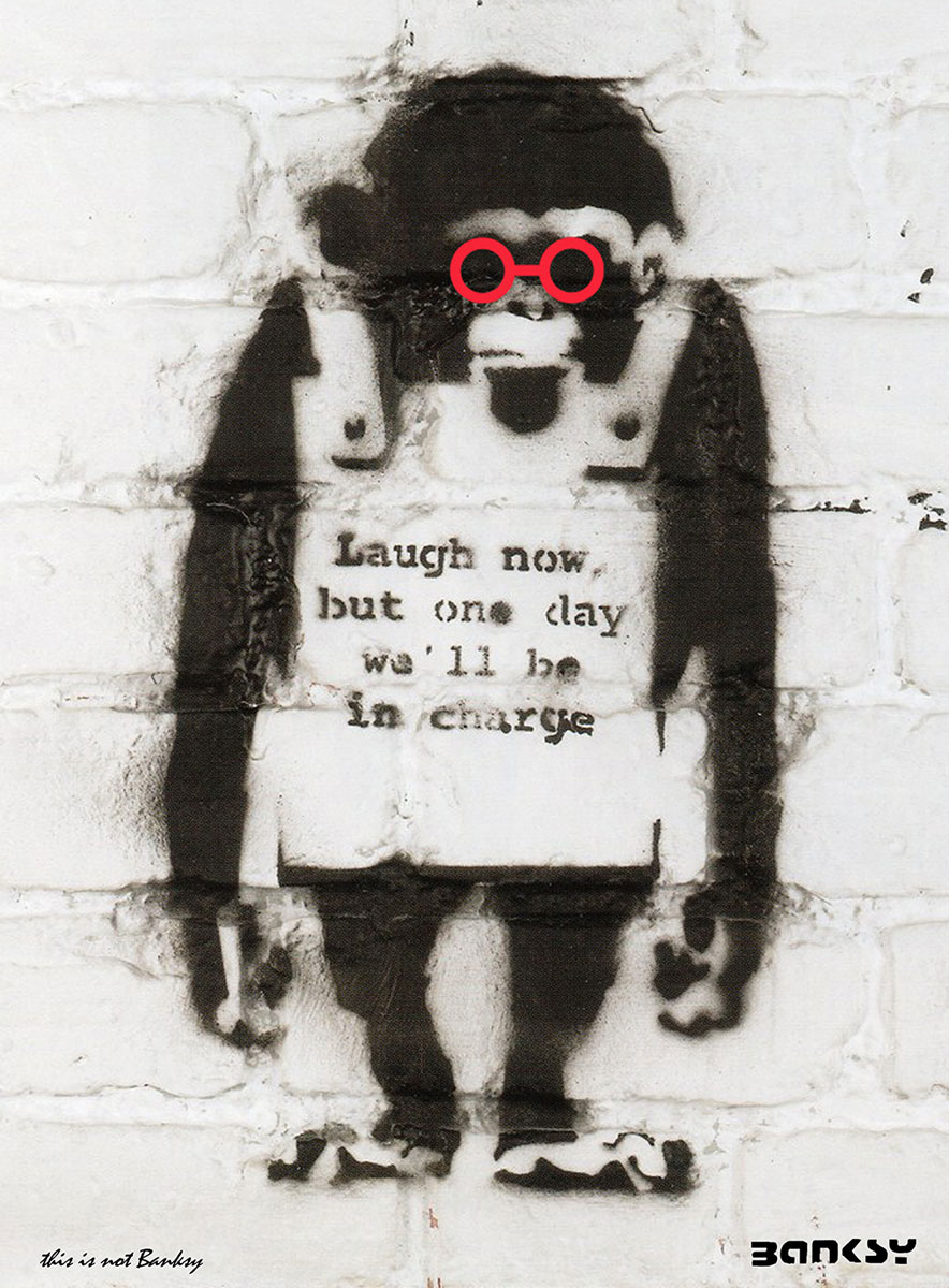 Monkey Eyeglasses, Banksy / This is not Banksy, printed on Beaux Arts paper, Size 28 x38, edited in 6 copies