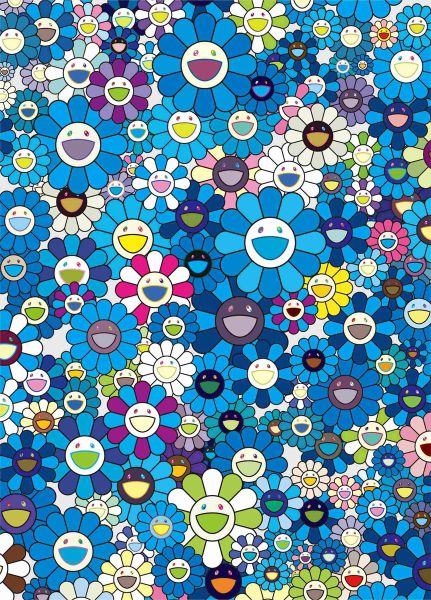 Homage to IKB blue (2012), Print after Takashi Murakami, color print, signed on Arches paper in the plate, publisher's stamp numbered on 150, framed with publisher's certificate, 28x38cm