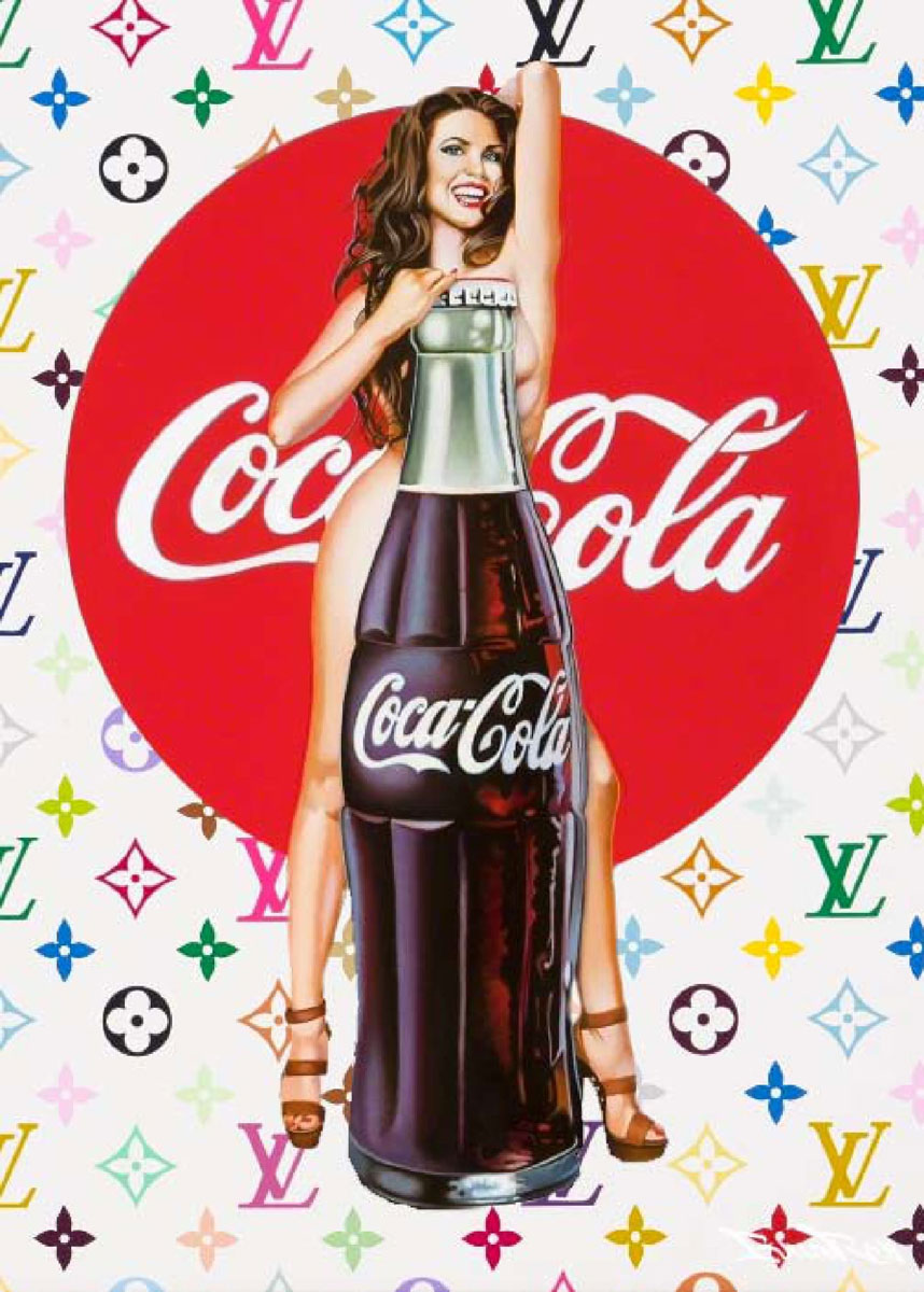 Coca Cola, BrainRoy / d'après Murakami, Finition verre acrylique print, encadré en caisse Américaine, Dimension 80 x 60 cm, édité en 6 exemplaires