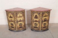 Rare pair of Arte Povera corners with Chinese style decoration 