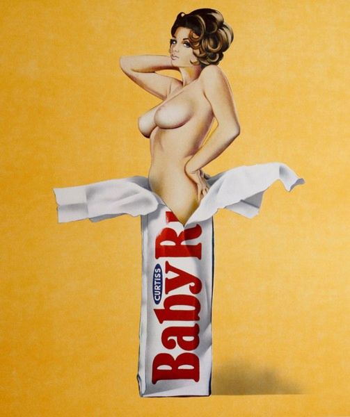 Candy Baby, Print d'après Mel Ramos, épreuve en couleur, signé sur papier Arches dans la planche, cachet de l'éditeur numéroté sur 150, encadré avec certificat de l'éditeur, 28x38cm