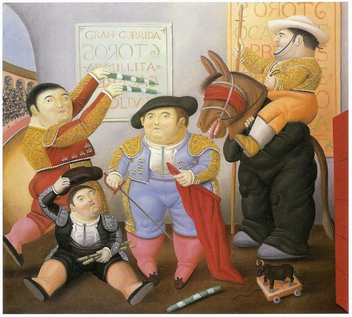 Escouade Toreros (1988), Print after Fernando Botero, color proof, signed on Arches paper in the plate, publisher's stamp numbered on 150, framed with publisher's certificate, 28x38cm