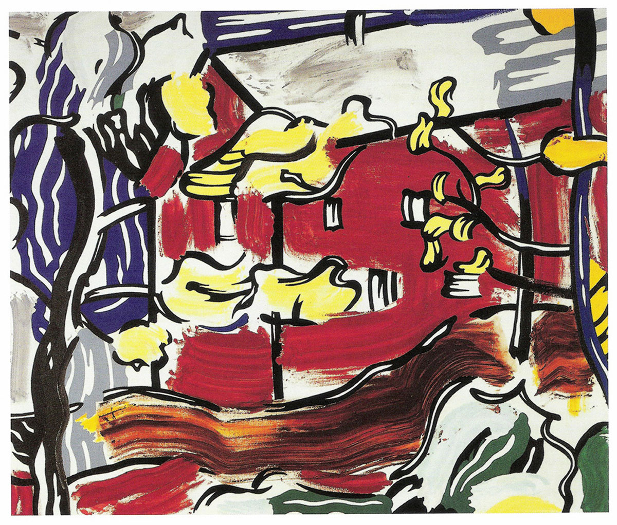 Red barn, Print after Roy Lichtenstein, color proof, signed on Arches paper in the plate, publisher's stamp numbered on 150, framed with publisher's certificate, 28x38cm