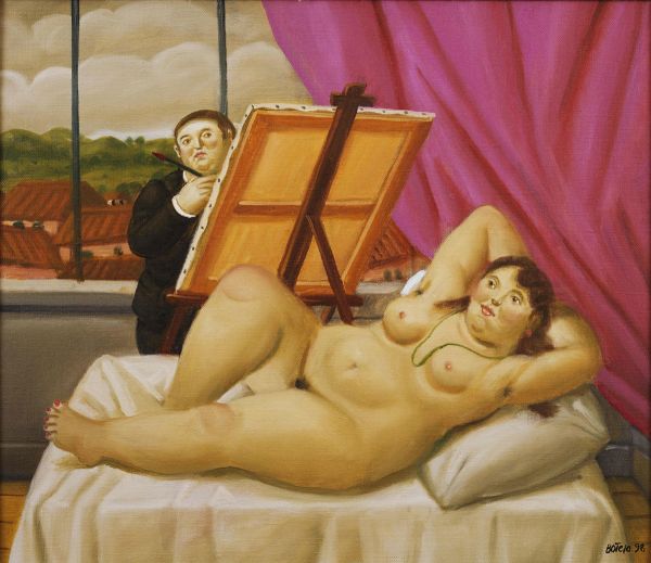 Nude (1998), Print d'après Fernando Botero, épreuve en couleur, signé sur papier Arches dans la planche, cachet de l'éditeur numéroté sur 150, encadré avec certificat de l'éditeur, 28x38cm