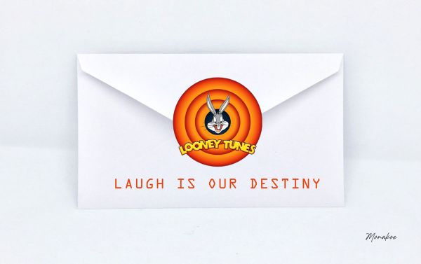 Enveloppe Looney Tunes 4, Laugh is your destiny, Monakoe, imprimé sur Papier Beaux Arts contrecollé, Cadre Noir, 10 exemplaires, Dimension 36 x 57,5cm