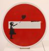 Banksy (after) - Stencil print on road sign - girl with balloon.