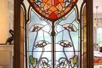 Exceptional Art Nouveau stained glass window with umbellifers - Jacques GRUBER (1870-1936)