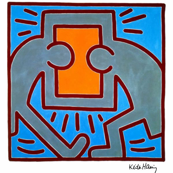 Blue Man, Print, after Keith Haring, Color print signed on Arches paper in the plate, and publisher's stamp numbered on 150, framed with publisher's certificate, Dimensions 28x38 cm