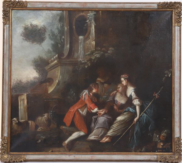 Tableau Scène à la Fontaine