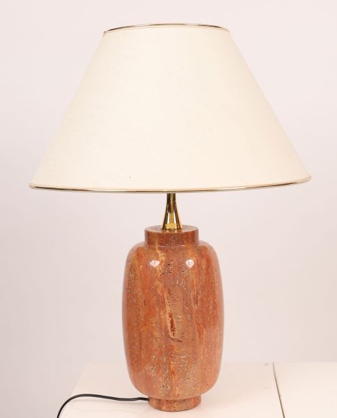 Salmon colored travertine lamp