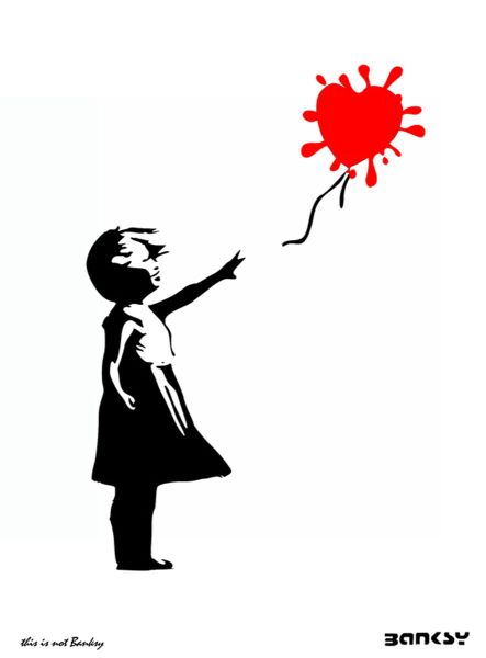 Girl Blast Heart, Banksy / This is not Banksy, imprimé sur papier Beaux Arts, Taille 28 x38, édité en 6 exemplaires