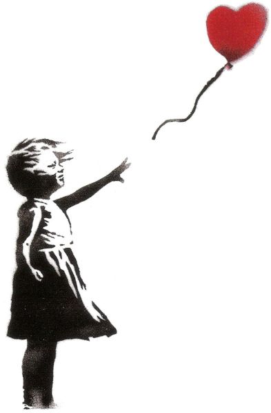 Girl with a Balloon , Print after Banksy (after), color print, signed on Arches paper in the plate, publisher's stamp numbered on 150, framed with publisher's certificate, 28x38cm