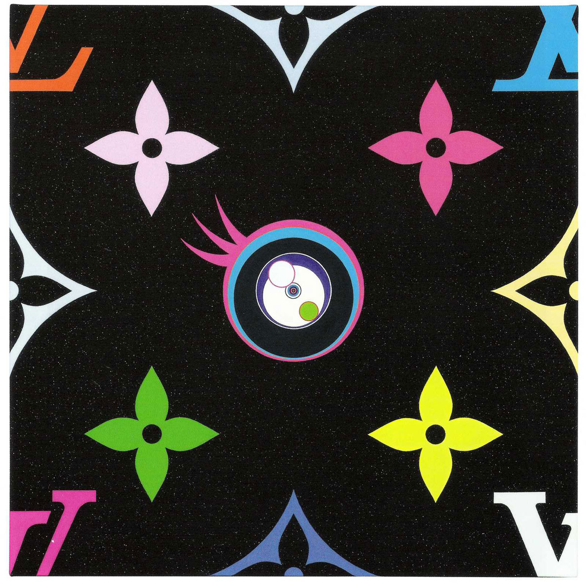 Eye Love Superflat Black (2005), Print d'après Takashi Murakami, épreuve en couleur, signé sur papier Arches dans la planche, cachet de l'éditeur numéroté sur 150, encadré avec certificat de l'éditeur, 28x38cm