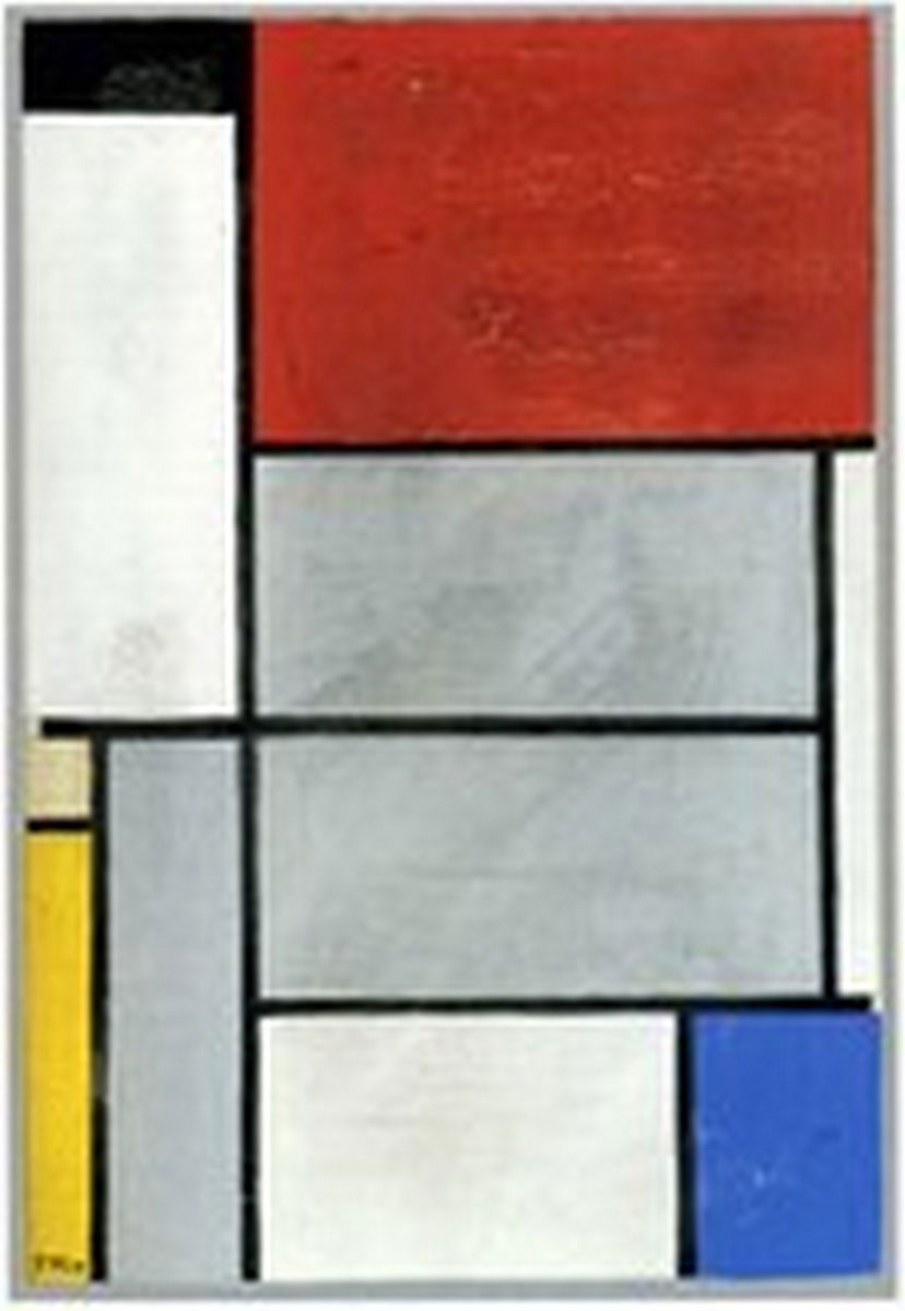 Composition Black Red Grey Yellow Blue, Print, after Piet Mondrian, Color print signed on Arches paper in the plate, and stamp of the publisher numbered on 150, framed with certificate of the publisher, Dimensions 28x38 cm