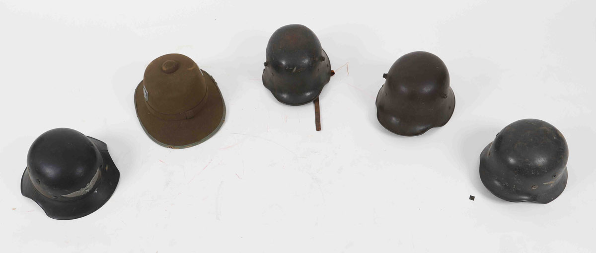 Set of 5 German helmets