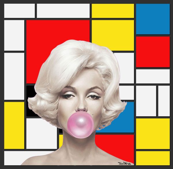 Marilyn Mondrian, BrainRoy, Finishing acrylic glass print, framed in American box, Dimension 100 x 100 cm, edited in 6 copies with certificates