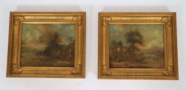 Pair of paintings XIXth century 