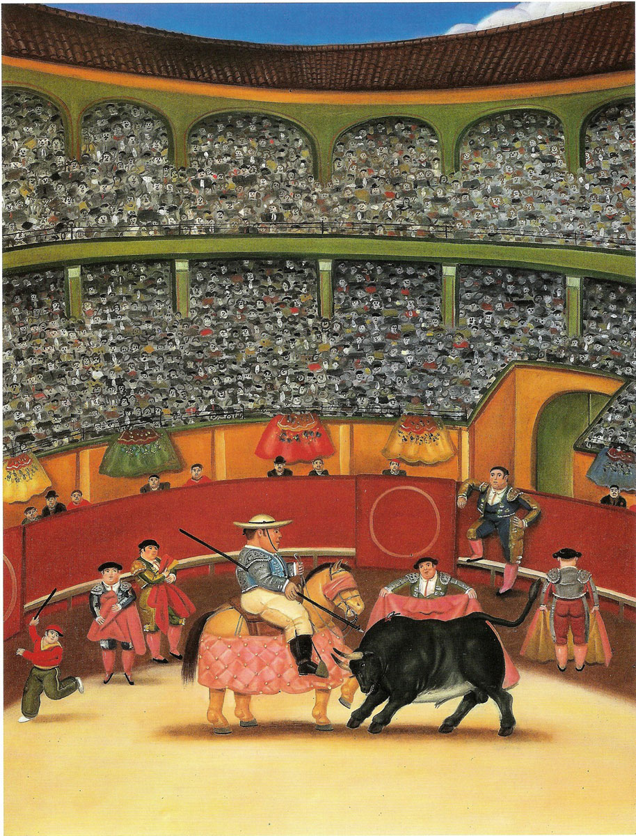 La Plaza (1985), Print d'après Fernando Botero, épreuve en couleur, signé sur papier Arches dans la planche, cachet de l'éditeur numéroté sur 150, encadré avec certificat de l'éditeur, 28x38cm