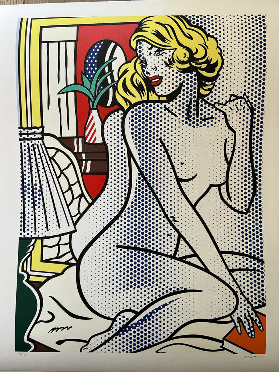 Blue Nude, after Roy Lichtenstein, lithograph printed on Beaux Arts paper, Size 70 x 50, edited in 150 copies