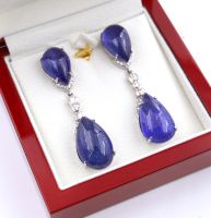 Paire de boucles d’oreilles - Tanzanite cabochon