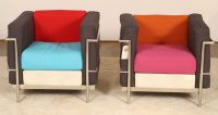 Pair of armchairs in the taste of the LC2 model by Le Corbusier