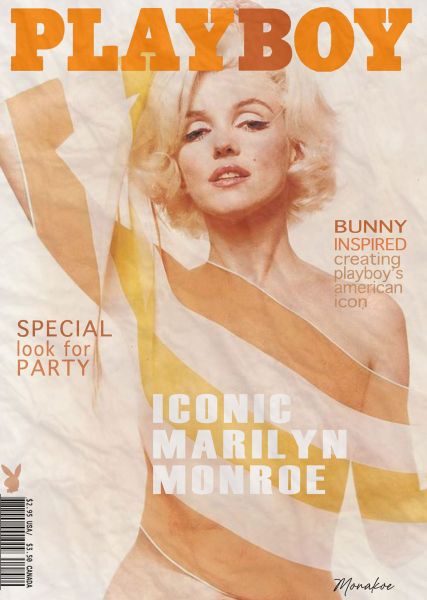 PlayBoy Magazine (d'après), Marilyn, Monakoe, imprimé sur Papier Beaux Arts contrecollé, Cadre Noir, 10 exemplaires, Dimension 59x83cm