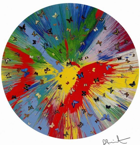 Beautiful Explosion of Vanity Painting I, Print after Damien Hirst, color proof, signed on Arches paper in the plate, publisher's stamp numbered on 150, framed with publisher's certificate, 28x38cm