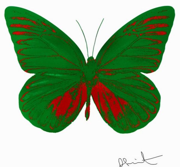 The Souls I: Emerald Green/Chilli Red (2010), Print after Damien Hirst, color print, signed on Arches paper in the plate, publisher's stamp numbered on 150, framed with publisher's certificate, 28x38cm