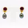 Pendants d'oreilles Tourmaline et Perle grise