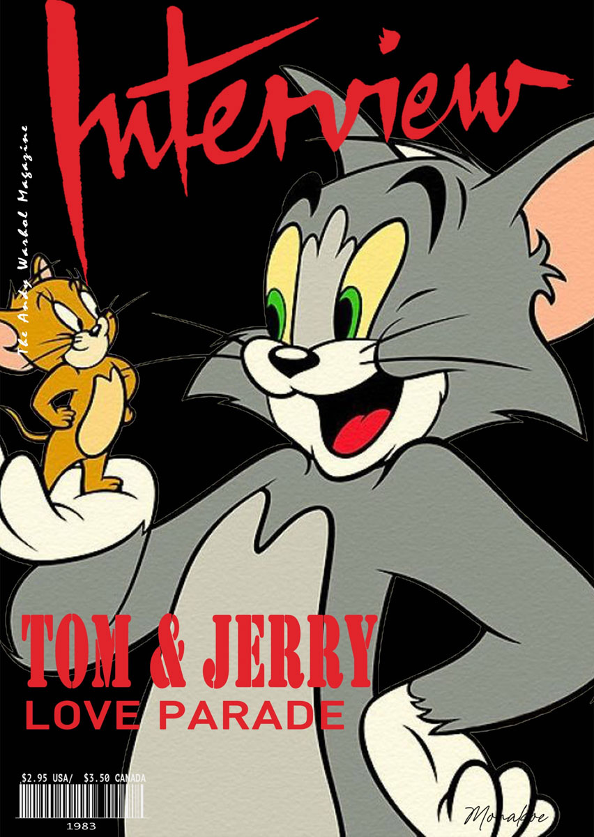 Interview the Andy Warhol Magazine (after), Tom&Jerry, Monakoe, printed on Fine Art Paper, Black Frame, 10 copies, Dimension 59 x 83cm