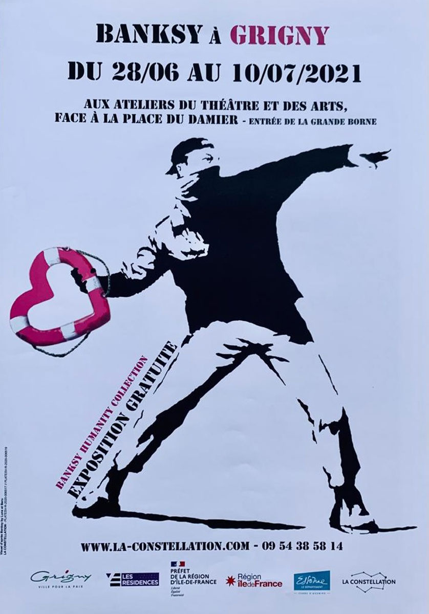 Banksy - Poster of the artist's exhibition in Grigny (France) in 2021.