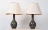 Pair of enamelled bronze lamps