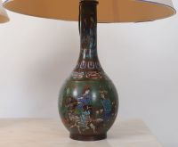 Pair of enamelled bronze lamps