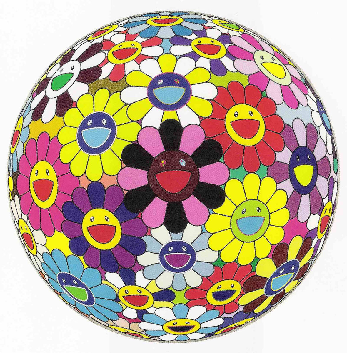 Flower Ball Kindergarten Days (2002), Print after Takashi Murakami, color print, signed on Arches paper in the plate, publisher's stamp numbered on 150, framed with publisher's certificate, 28x38cm