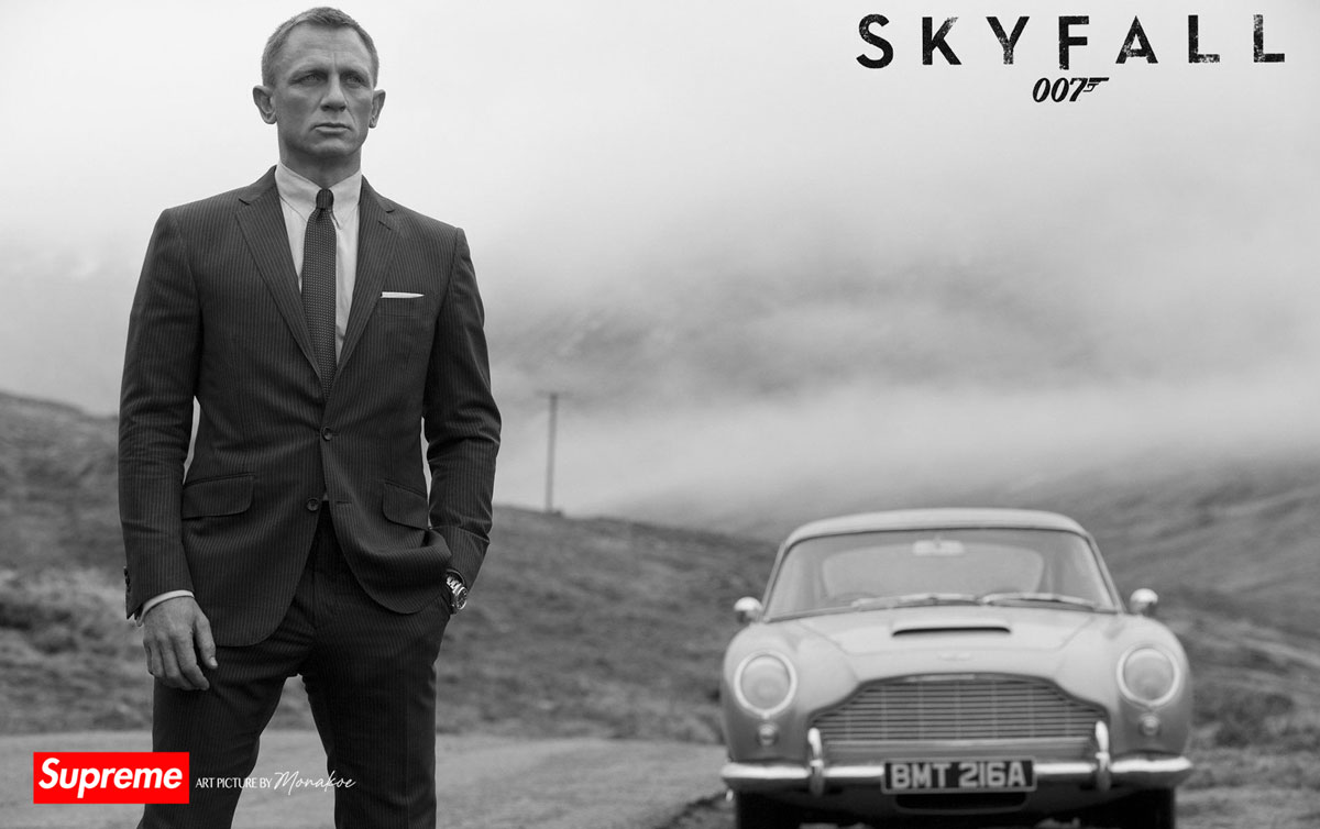 Daniel Craig Car, Supreme by Monakoe, Photo printed on glossy paper, silver finish, delivered framed, Photo size 44,5x28, Frame size 54,5x38 cm (white pass-through), edition of 5