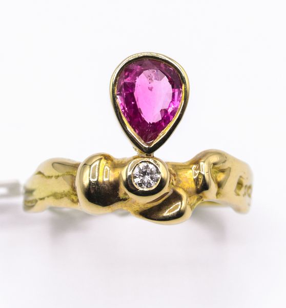 Bague Saphir poire rose