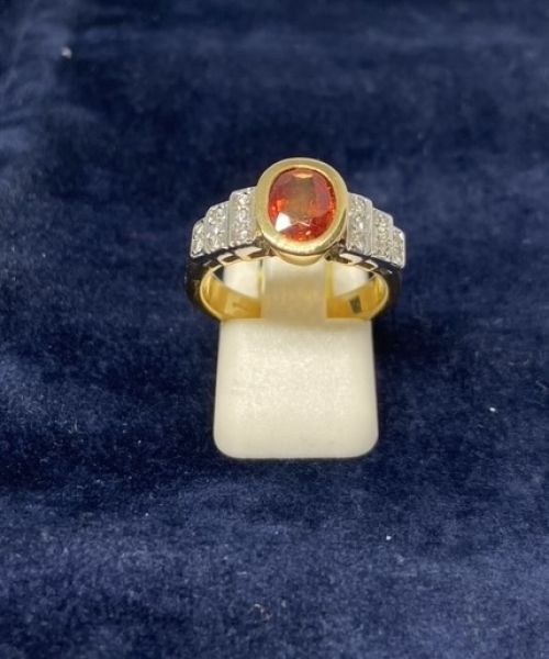 Bague Saphir Orange-Rouge