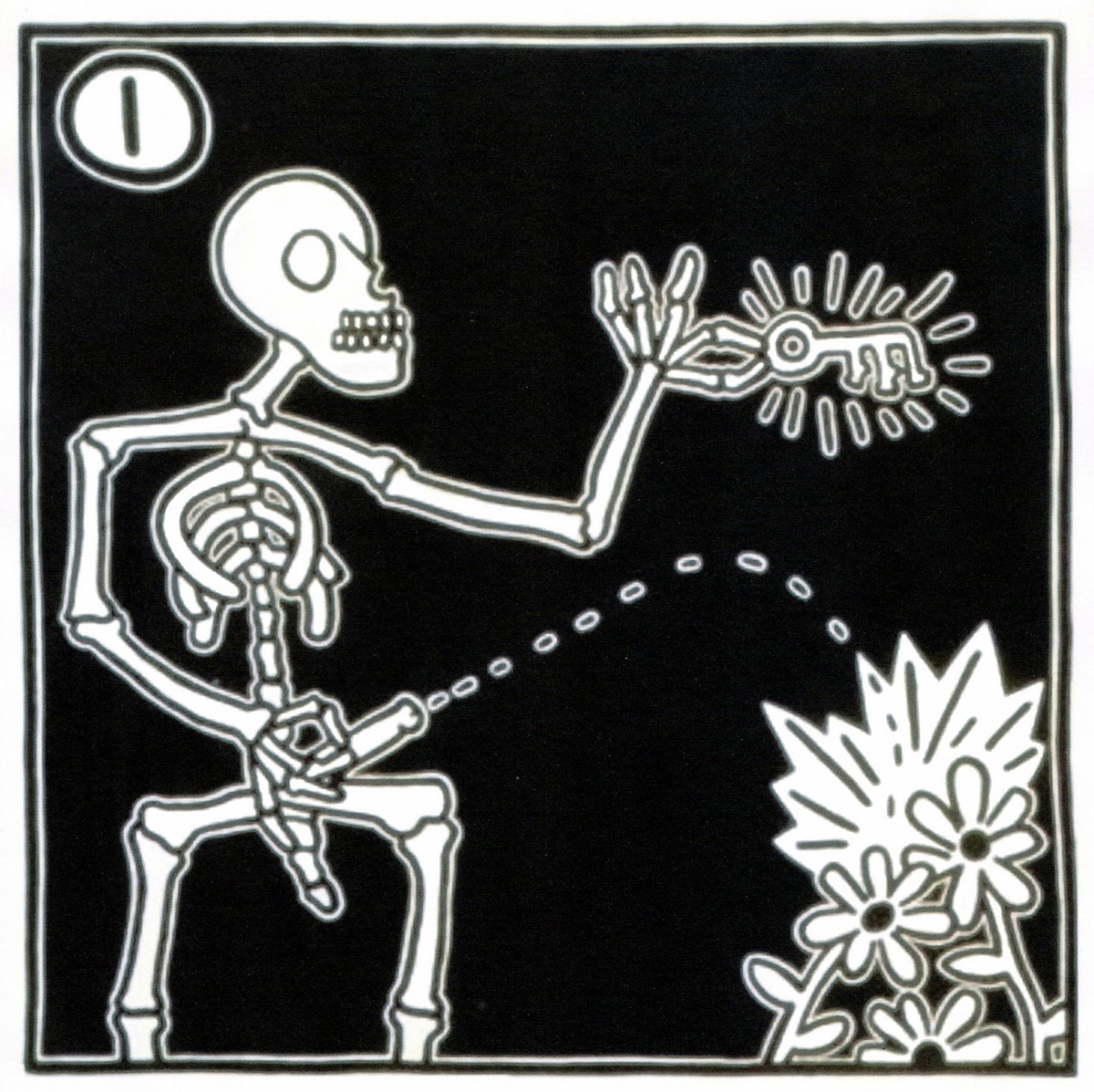 Skeleton1, Print, d'après Keith Haring, Épreuve en couleur signée sur papier Arches dans la planche, et cachet de l’éditeur numéroté sur 150, encadré avec certificat de l’éditeur, Dimensions 28x38 cm