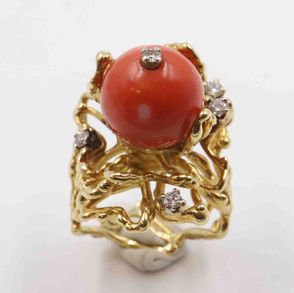 Coral pearl ring