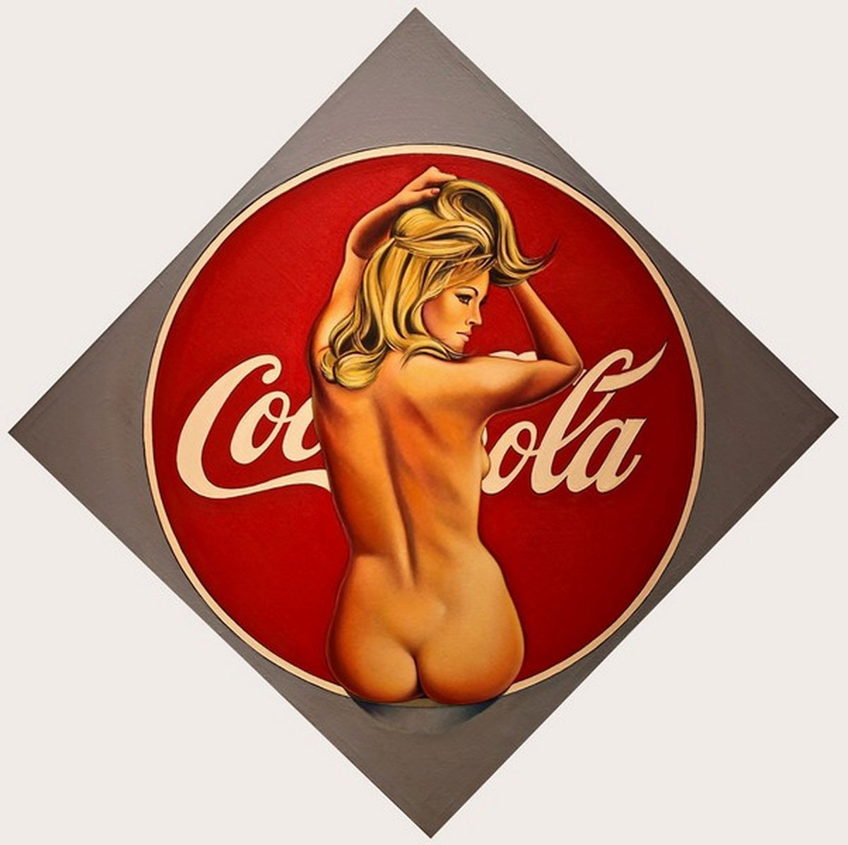 Pause Coca, Print d'après Mel Ramos, épreuve en couleur, signé sur papier Arches dans la planche, cachet de l'éditeur numéroté sur 150, encadré avec certificat de l'éditeur, 28x38cm