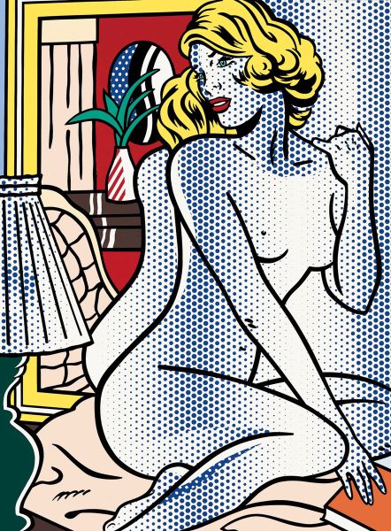 Blue Nude (1995), Print after Roy Lichtenstein, color proof, signed on Arches paper in the plate, publisher's stamp numbered on 150, framed with publisher's certificate, 28x38cm