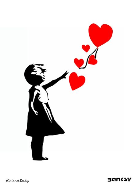 Girl Hearts, Banksy / This is not Banksy, printed on Beaux Arts paper, Size 28 x38, edited in 6 copies