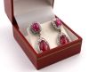 Paire de boucles d’oreilles - Rubis cabochon